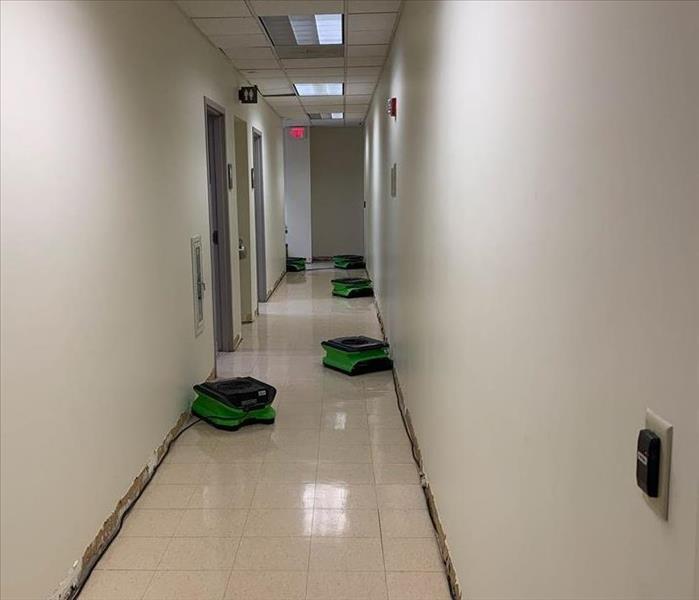 air movers in commercial hallway